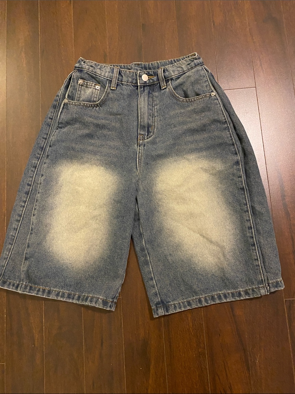 Jorts! Washed Blue Denim Knee-Length Shorts